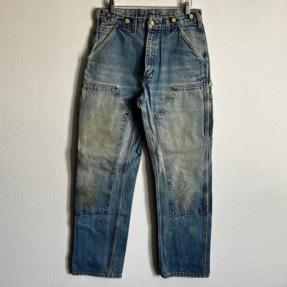 Carhartt B07 DNM faded blue denim double knee work wear carpenter pants